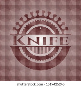 Knife red geometric badge. Seamless.