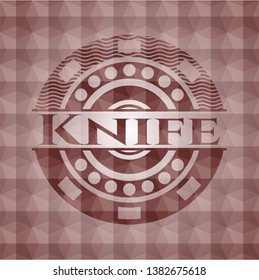 Knife red polygonal badge. Seamless.
