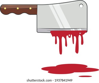 Knife with the remains of red liquid.