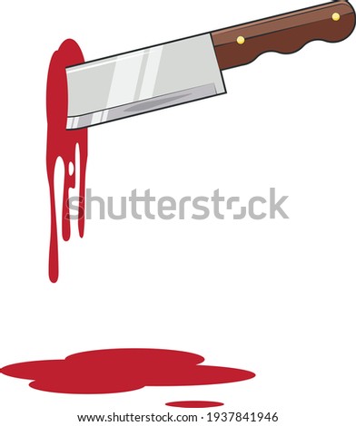 Knife with the remains of red liquid.