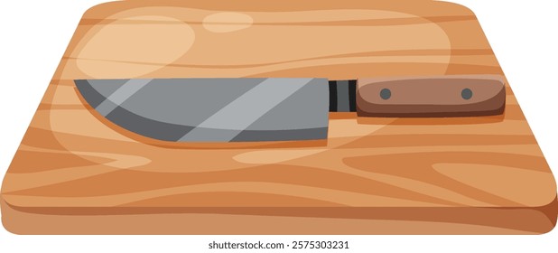 A knife resting on a wooden cutting board