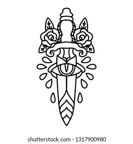 Knife With Rose Tattoo
