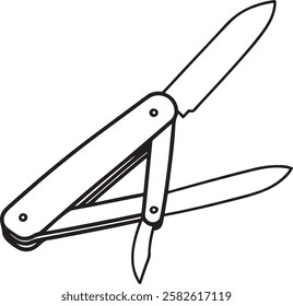 Knife Rustic Tool for Gardening, Silhouette vector art illustration with a white background