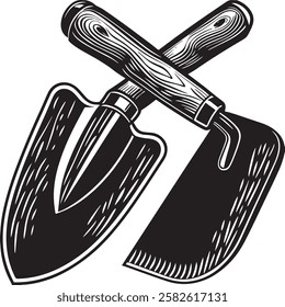 Knife Rustic Tool for Gardening, Silhouette vector art illustration with a white background