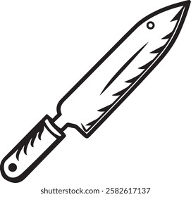 Knife Rustic Tool for Gardening, Silhouette vector art illustration with a white background