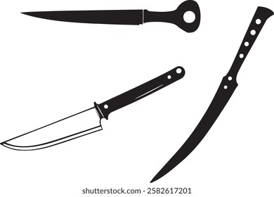 Knife Rustic Tool for Gardening, Silhouette vector art illustration with a white background