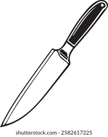 Knife Rustic Tool for Gardening, Silhouette vector art illustration with a white background