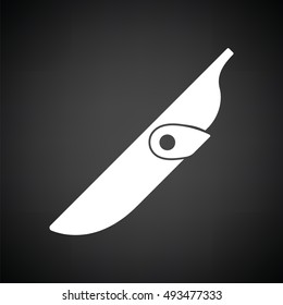 Knife scabbard icon. Black background with white. Vector illustration.
