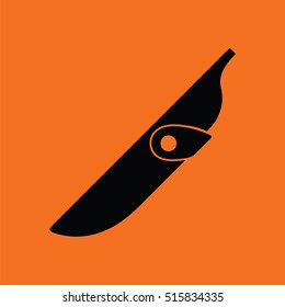 Knife scabbard icon. Orange background with black. Vector illustration.