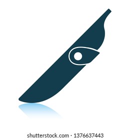 Icono de la escoba del cuchillo. Diseño de reflexión de sombra. Ilustración vectorial.