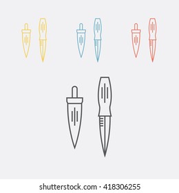 Knife in the scabbard line icon.