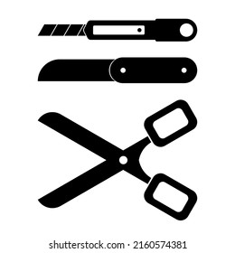 Knife and scissors icon set.