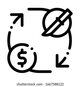 Knife Selling Icon Vector. Outline Knife Selling Sign. Isolated Contour Symbol Illustration