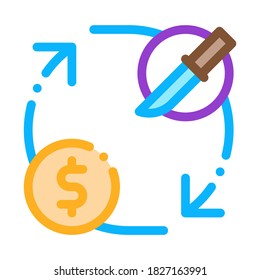 Knife Selling Icon Vector. Outline Knife Selling Sign. Color Isolated Contour Symbol Illustration
