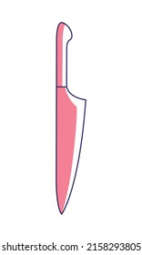 Knife semi flat color vector element. Full sized object on white. Food preparation and cooking. Cutting instrument simple cartoon style illustration for web graphic design and animation