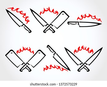 Knife set. Collection icon Knife. Vector