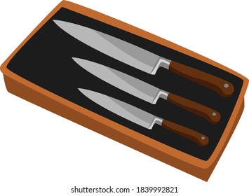 Knife set, illustration, vector on white background
