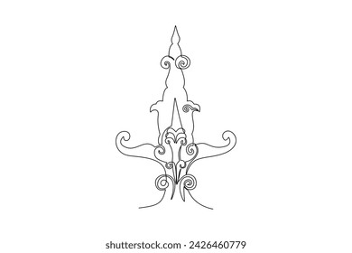 Knife shaped ornament, wall decoration. Wicker lines and old decor elements in vector. Vector page decoration. Decoration for logos. Calligraphic design elements