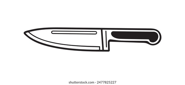 Cuchillo icono afilado línea negra arte hierro limpio diseño.
