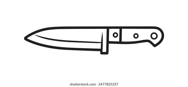 Cuchillo icono afilado línea negra arte hierro limpio diseño.