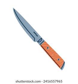 Knife with Sharp Steel Blade and Handle as Cooking Utensil Vector Illustration