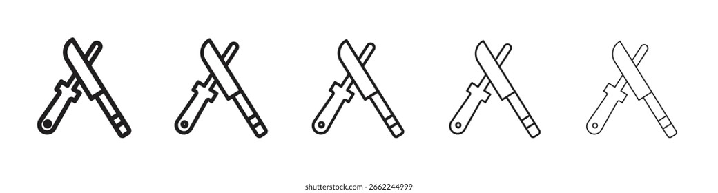 Silhueta isolada do ícone do afiador da faca no fundo branco. Ilustração vetorial.