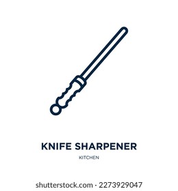 knife sharpener icon from kitchen collection. Thin linear knife sharpener, sharpener, eraser outline icon isolated on white background. Line vector knife sharpener sign, symbol for web and mobile