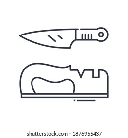 Knife sharpener icon, linear isolated illustration, thin line vector, web design sign, outline concept symbol with editable stroke on white background.