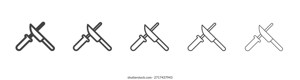 Knife sharpener icon in linear strokes concept