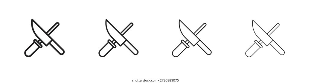 Conjunto de ícones de afiador de faca, Ilustração, Preto