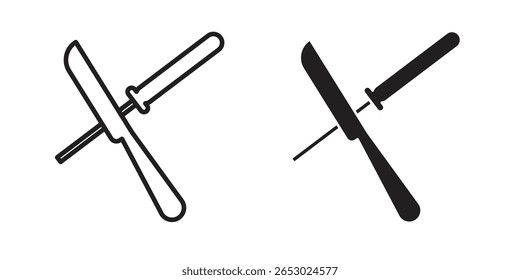 Knife sharpener icon symbol set in black. line and flat icons