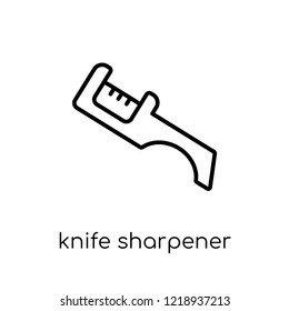 knife sharpener icon. Trendy modern flat linear vector knife sharpener icon on white background from thin line Kitchen collection, outline vector illustration