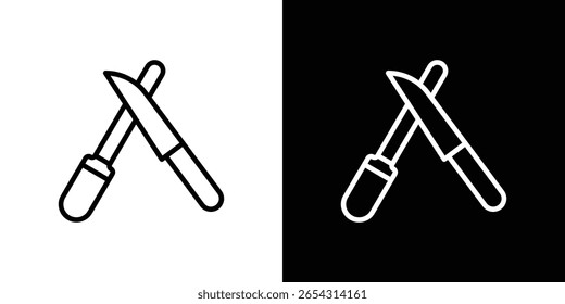 Ícones de nitidez de faca em estilo de linha. Traçados em preto-e-branco editáveis