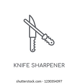 knife sharpener linear icon. Modern outline knife sharpener logo concept on white background from kitchen collection. Suitable for use on web apps, mobile apps and print media.