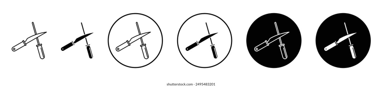 Knife sharpener thin line vector icon set.