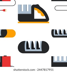 Knife sharpeners vector cartoon seamless pattern.