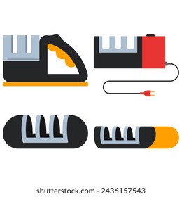 Knife sharpeners vector cartoon set isolated on a white background.