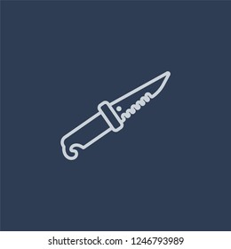 Knife in sheath icon. Knife in sheath linear design concept from American Indigenous Signals collection. Simple element vector illustration on dark blue background.