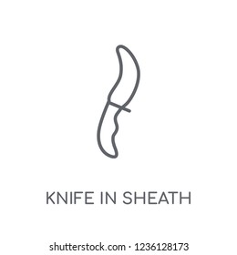 Knife in sheath linear icon. Modern outline Knife in sheath logo concept on white background from Culture collection. Suitable for use on web apps, mobile apps and print media.