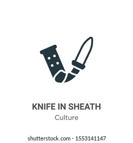 Knife in sheath vector icon on white background. Flat vector knife in sheath icon symbol sign from modern culture collection for mobile concept and web apps design.