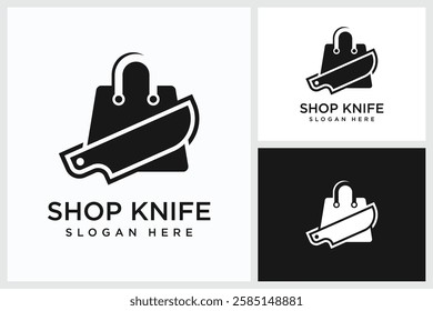 Knife Shopping Design Inspiration. Knife Shopping Vector Logo Design Template, Knife Shopping Logo Design Vector Illustration