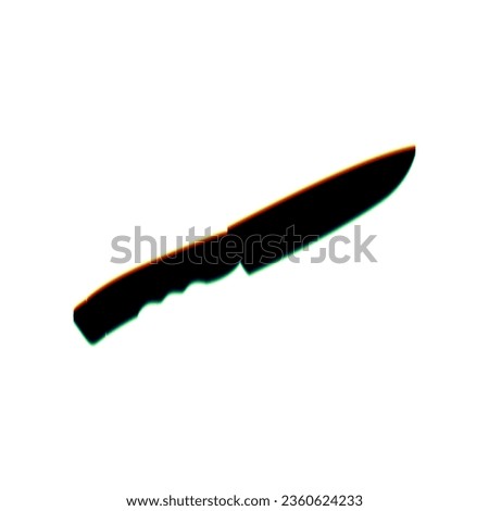 Knife sign. Black Icon with vertical effect of color edge aberration at white background. Illustration.