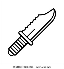 Symbol für Knife Waffensymbol. Stab oder schnitt. Jagdausrüstung. Vektorgrafik auf weißem Hintergrund