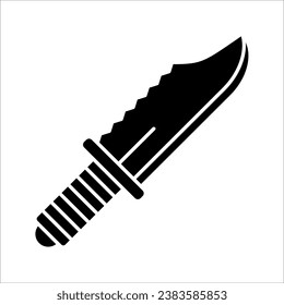 Icono de signo de cuchillo. Símbolo de armas de borde. Apuñalar o cortar. Equipo de caza. ilustración vectorial sobre fondo blanco