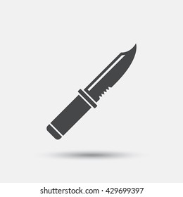 Knife sign icon. Edged weapons symbol. Stab or cut. Hunting equipment. Flat knife web icon on white background. Vector