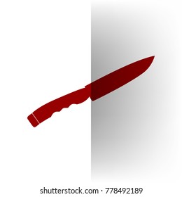 Knife sign. Vector. Bordo icon on white bending paper background.