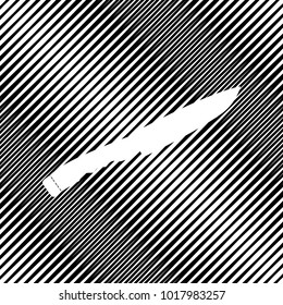 Knife sign. Vector. Icon. Hole in moire background.