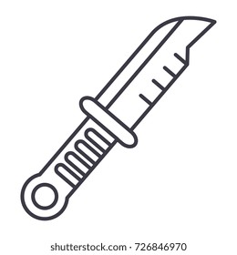 knife sign vector line icon, sign, illustration on background, editable strokes