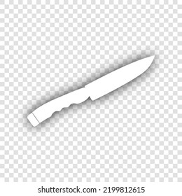 Knife sign. White Icon with dropped natural gray Shadow at transparent Background. Illustration.