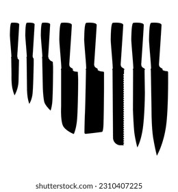 knife silhouette icon set vector flat design illustration